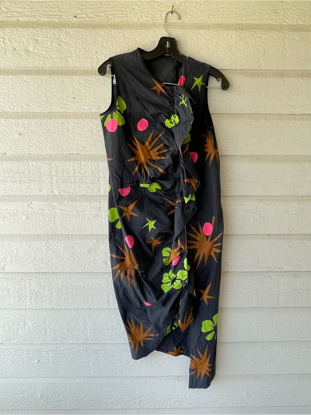 Vintage ISA ARFEN Asymmetrical Woman’s  Black Hawaiian Dress Size 8